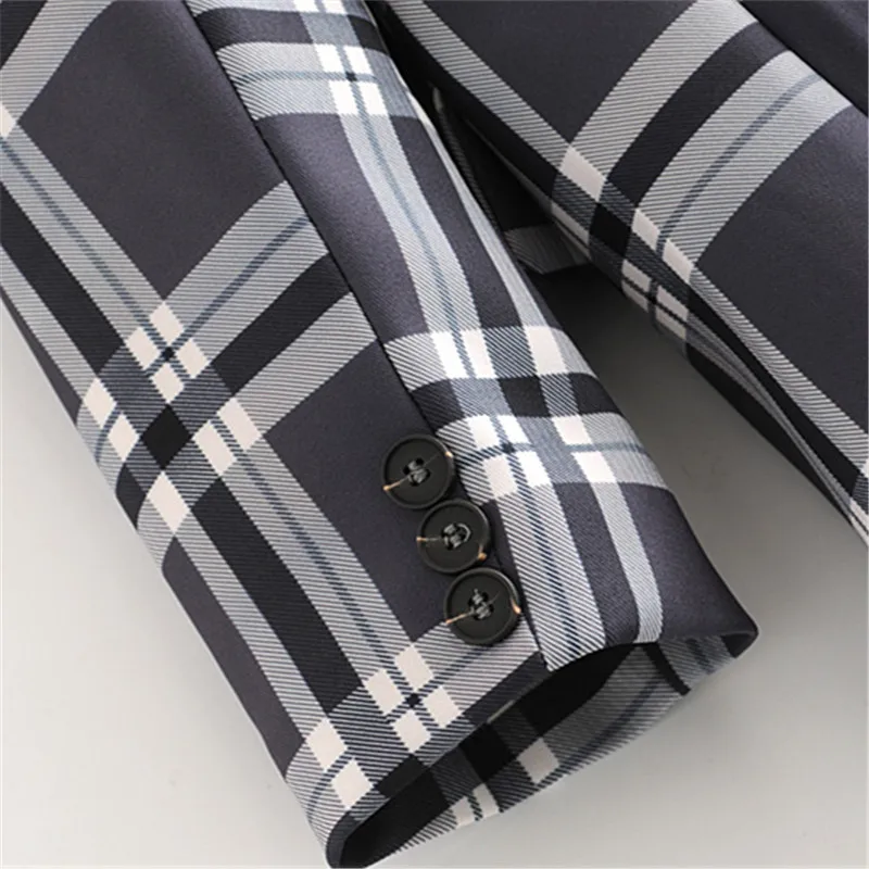 

2020 New Women Plaid Patchwork Blazer Coat Asymmetry Single Breasted Suit Coat Female Loose Vintage Blazer Jacket Outerwear