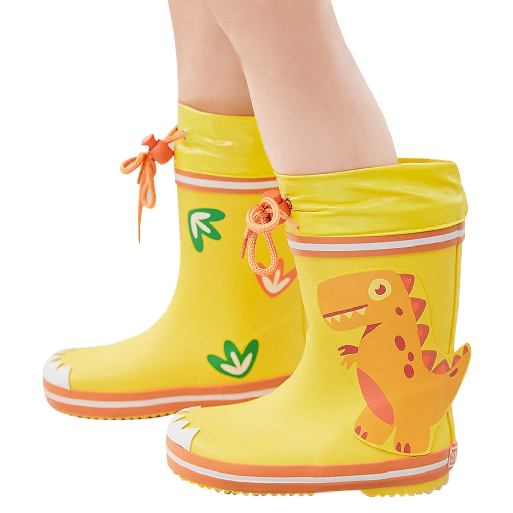 

Kids Rain Boots PVC Cartoon Dinosaur Boys Rubber Boots Waterproof Girl Water Shoes Children Rainboot Removable All Season