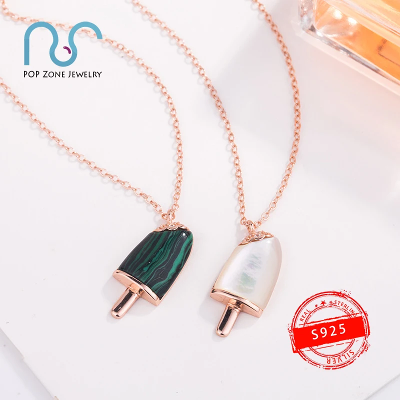 

Famous Brand Luxury Necklace Gelati Series Ice Cream Green White Pendant Sterling Silver Necklace Valentine's Day Gift With Logo