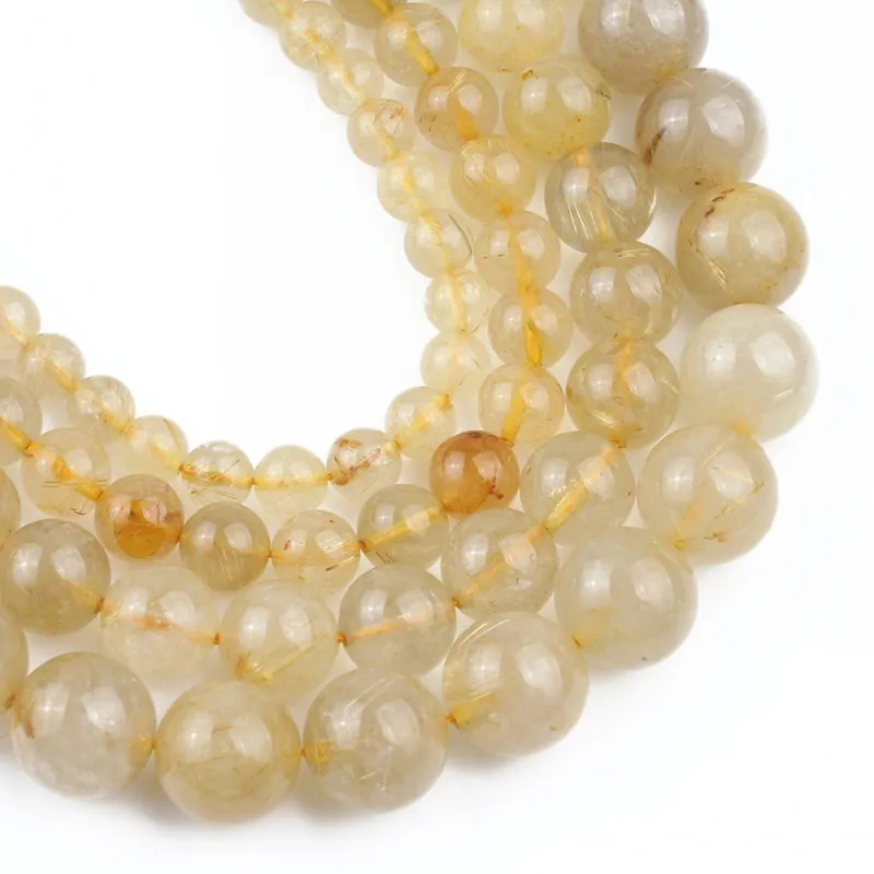 Круглые Бусины Из Натурального золота с рутилированным кварцем для ювелирных