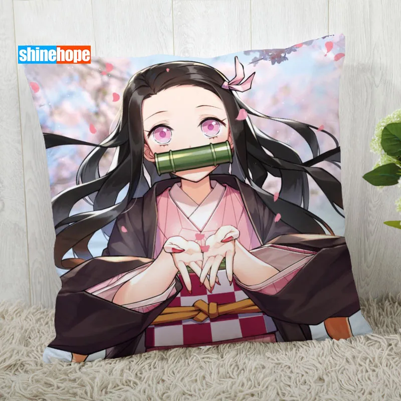 

Kamado Nezuko Kissen Abdeckung Anpassen Anime Kissenbezug Moderne Home Dekorative Kissen Fall Für Wohnzimmer 45X45cm,40X40cm