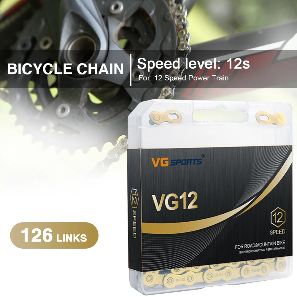 

VG Sports Bicycle Chain 12 Speed Carbon Steel 126 Links Road MTB Bike Chain Cycling Equipment Accessories Repair Tool