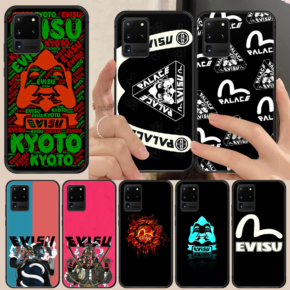 

Japan fashion brand EVISUS Phone Case Cover Hull For Samsung Galaxy S 6 7 8 9 10 e 20 edge uitra Note 8 9 10 plus black back