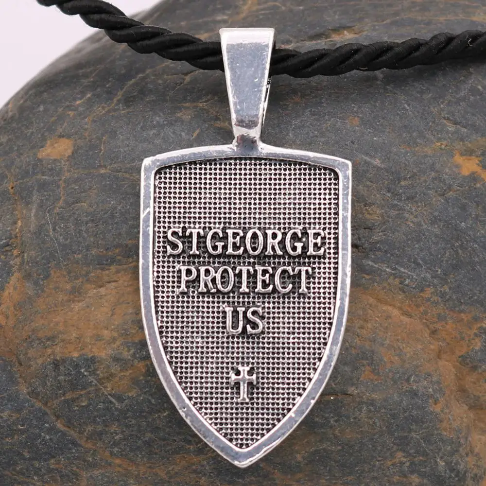 St. George Protect Us: Riding Horse to Slay Dragon - Saint Shield Pendant Religious Necklace for Prayer image 4