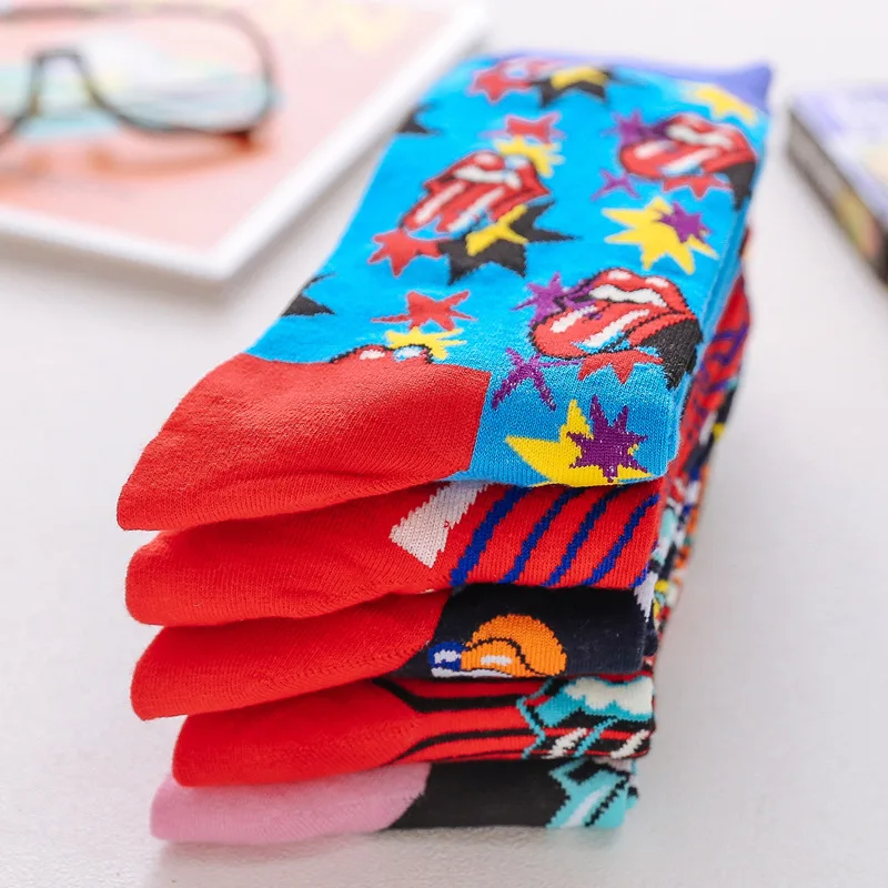 Cotton Socks Women Funny Print Animal happy socks women Kawaii Cute Casual Happy Fashion High Ankle For Men | Женская одежда
