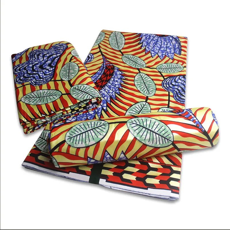 

2021Gold Printed Wax Fabric High quality African Phnom Penh Wax Cotton Fabric
