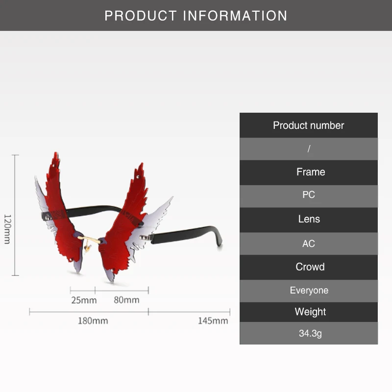 

2020 New Style Four wings Personality Domineering Sun Glasses Men and Women Party Decoration Glasses Street Fashion Trend Cool