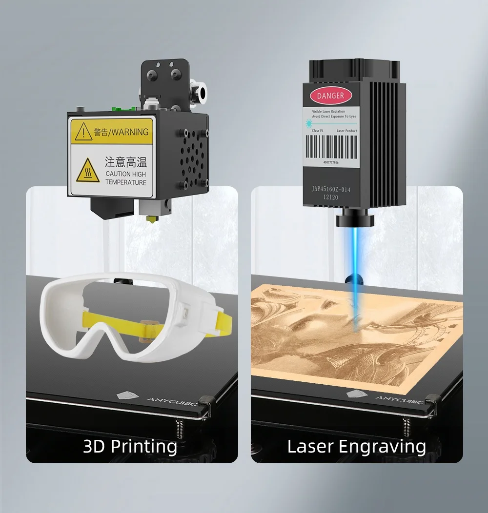 3D принтер ANYCUBIC Mega Pro лазерный гравер и принт 2 в 1 модульная конструкция