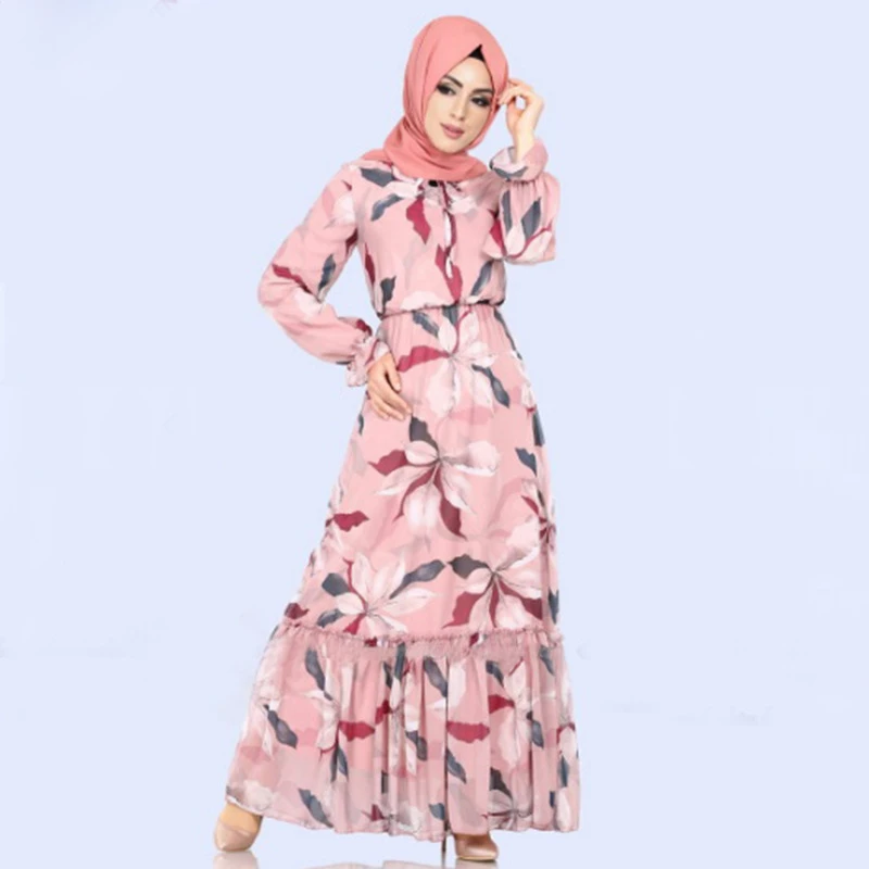 WEPBEL марокканский кафтан печати арабский из Дубая мусульманское длинное платье