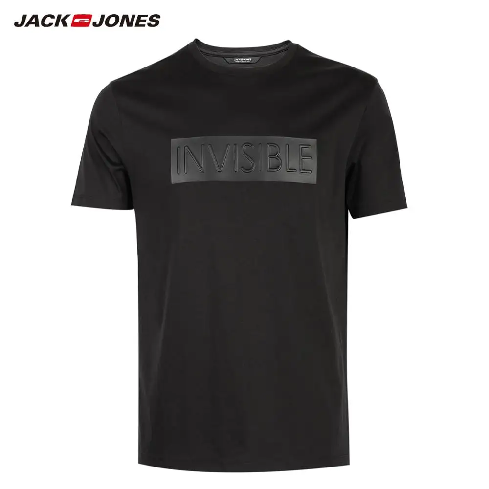 JackJones Мужская крутая 3D рисунок с буквенным принтом 100% хлопок футболка коротким