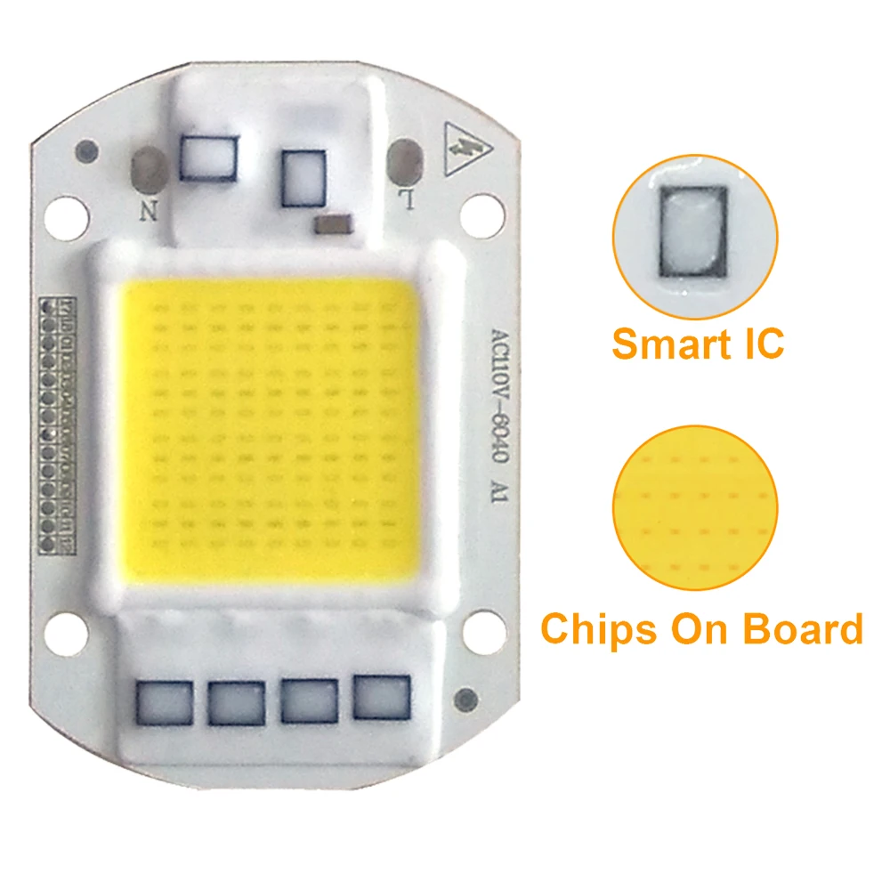 5PCS/LOT LED COB Chip Lamp 20W 30W 50W AC110V IP65 Smart IC Fit For DIY Floodlight Streetlight Cold White WarmWhite | Лампы и