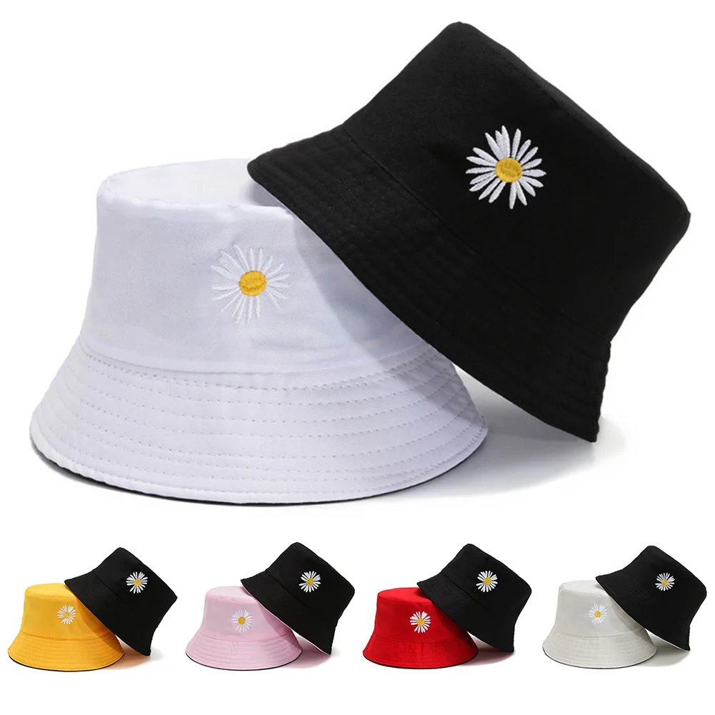 

bucket hat Women Marguerite Embroidered Anti Sun Reversible Outdoor Beach Bucket Hat Cap bucket hat women 2020