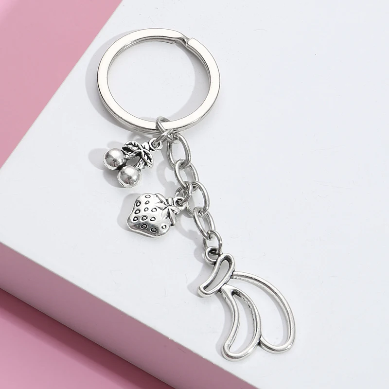 Брелок для ключей с фруктами виноградом бананом клубникой вишней | Украшения и