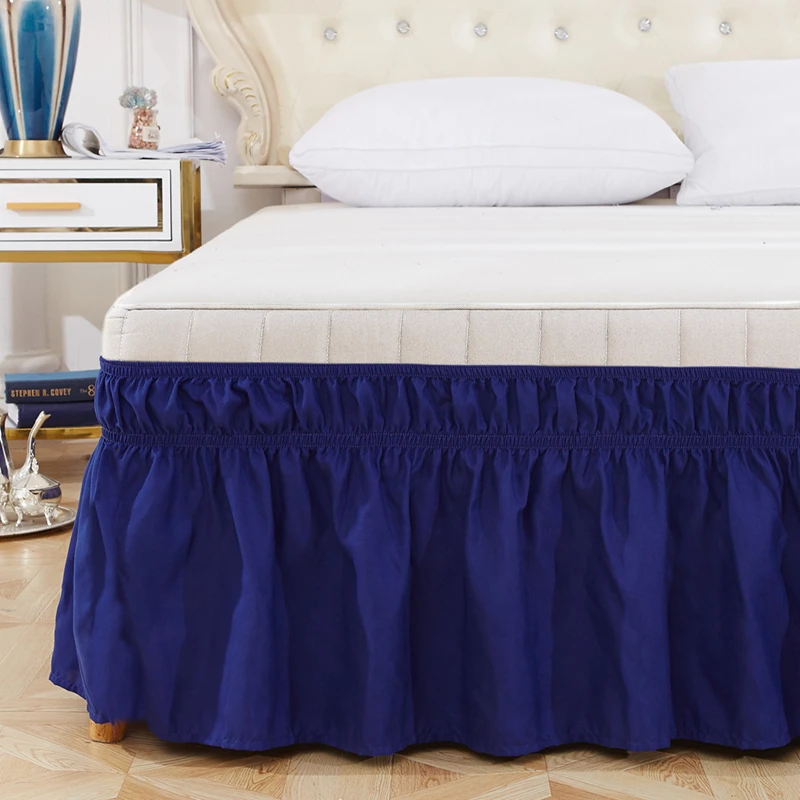 Однотонная облегающая юбка для кровати эластичная оборка легкая посадка стойкая