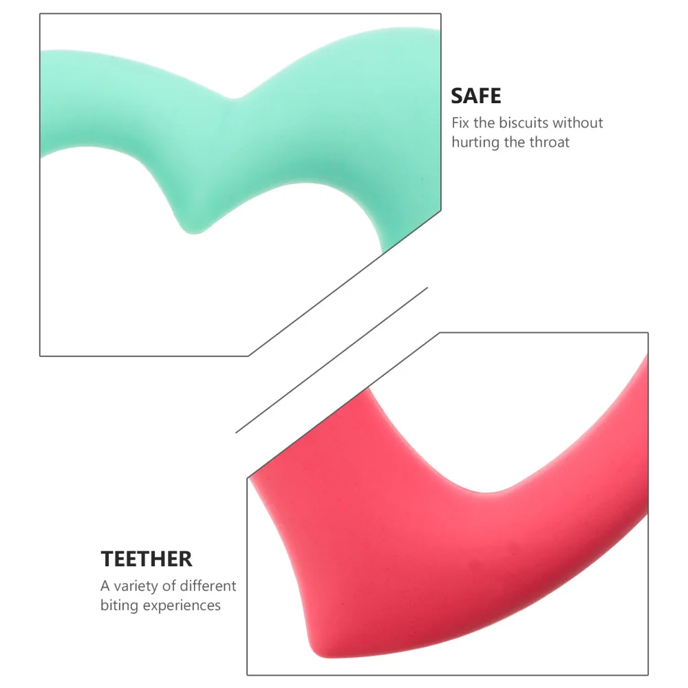 

1 Set 2 Pcs Heart-shaped Teething Toys Silicone Teether Chew Toys Baby Toys (Assorted Color)