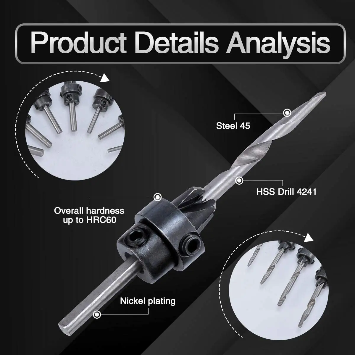 7 шт. Сверла для шурупов по дереву 3-10 мм HSS зенковка набор сверл плотницких работ