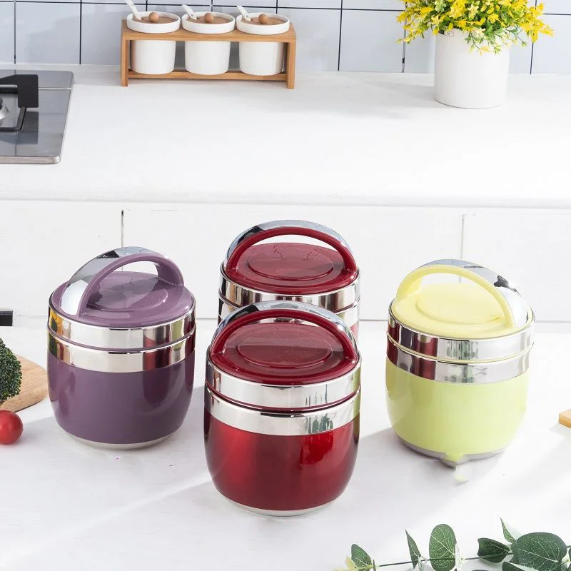 

Изоляционный Ланч-бокс, двухслойный портативный красный Ланч-бокс из нержавеющей стали