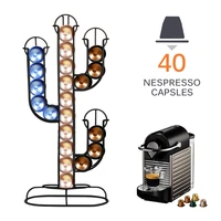 nespresso capsule holder stainless steel for 40pcs coffee pod holder creative cactus dispenser coffee dispensing tower stand fit