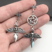 goth wind punk cross pentagram wings skull sword woman ear studs earrings grunge goblincore emo accessories