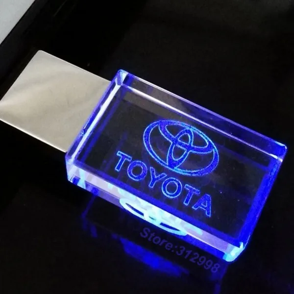 Новый Автомобильный логотип TOYOTA со светодиодным кристаллом + металлический USB