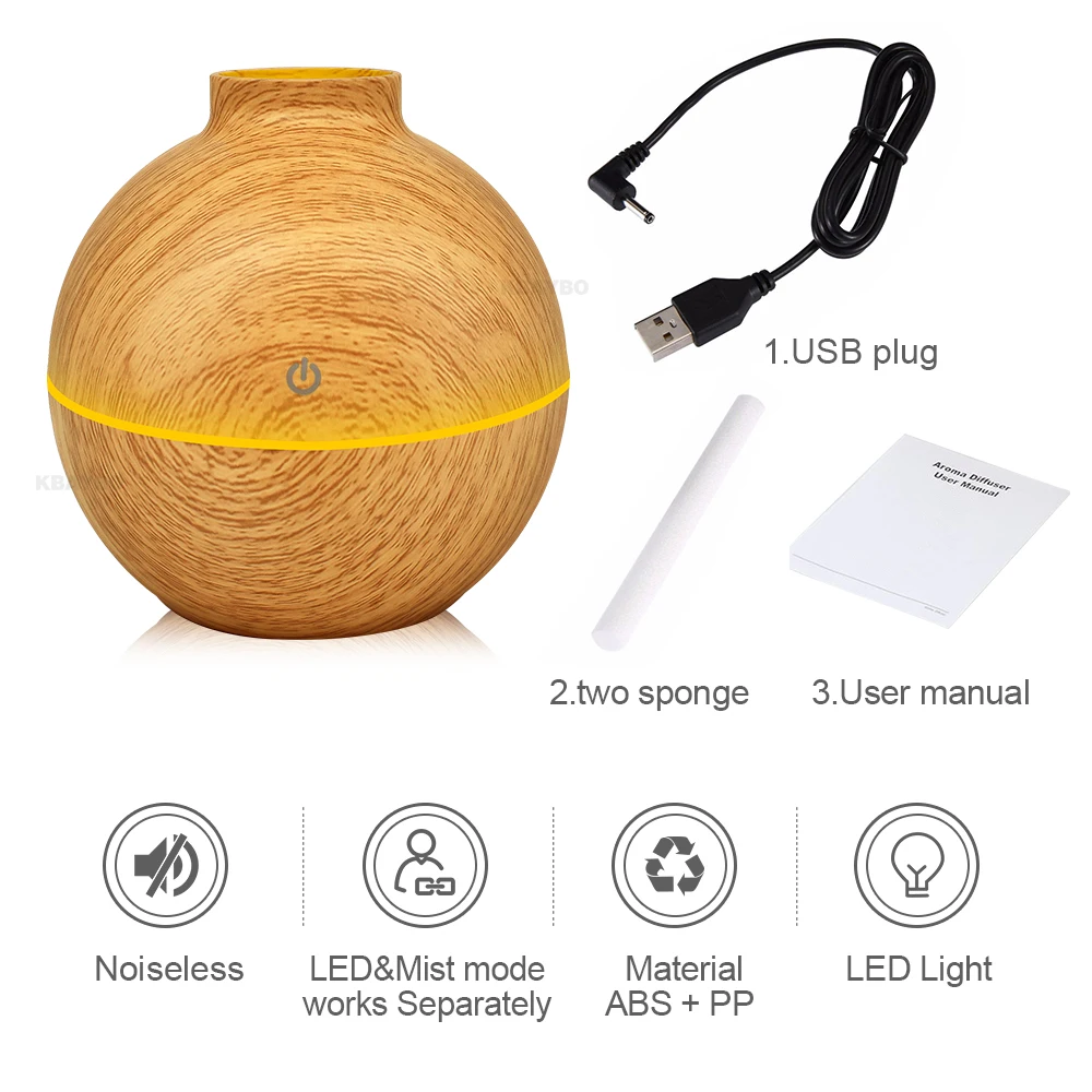 

130ml USB Aroma Essential Oil Diffuser Ultrasonic Cool Mist Humidifier Air Purifier 7 Color Change LED Light for Office Home