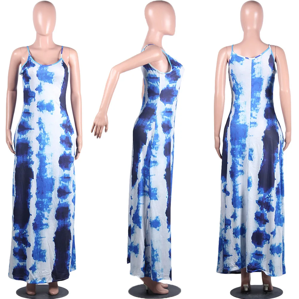 

Sleeveless v neck halter fashion sexy casual beach dress print dress 2020 summer dress