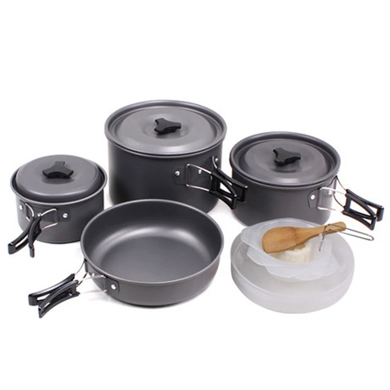 

Top!-Outdoor Camping Cooking Set Non Stick Folding Pot Pan Saucepan Kettle Cookware Kit for Travel Picnic Hiking BBQ