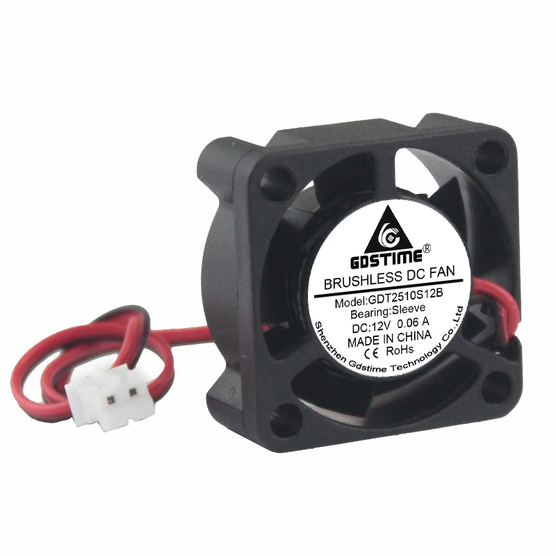 10 шт. Gdstime DC вентилятор 12 В 2Pin мини Бесщеточный охлаждения 2510S 25 мм 25x25x10 вентиляция