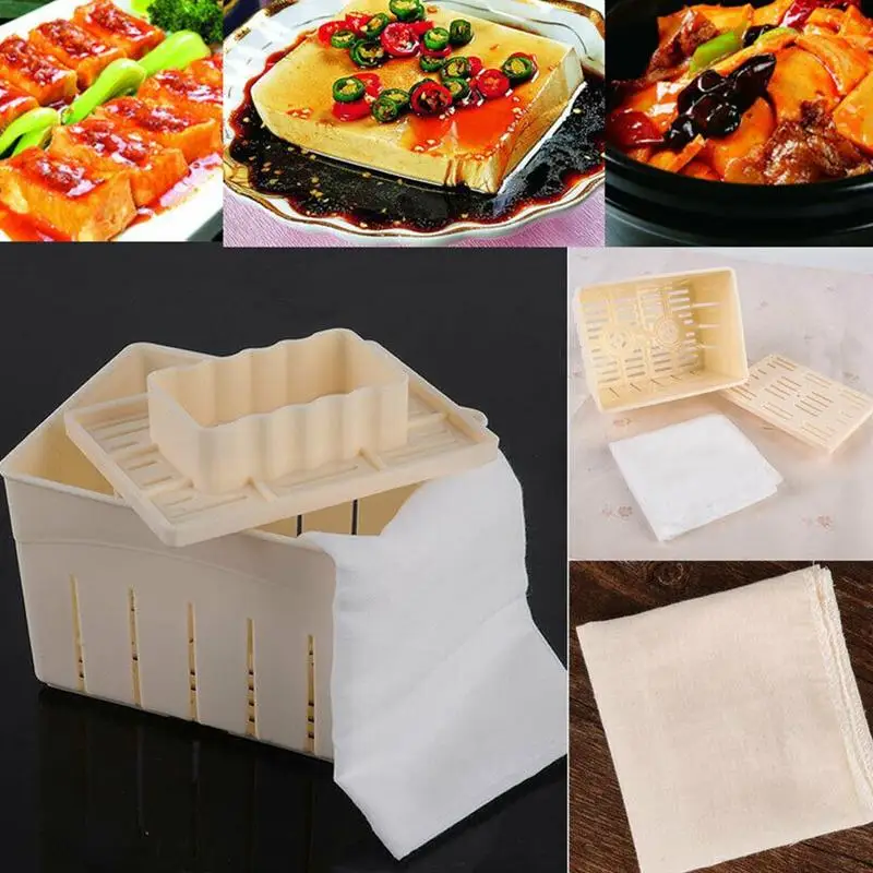 Tofu Box Homemade DIY Plastic Mold Maker Press Kitchen Pressing With Soy Cheese | Дом и сад