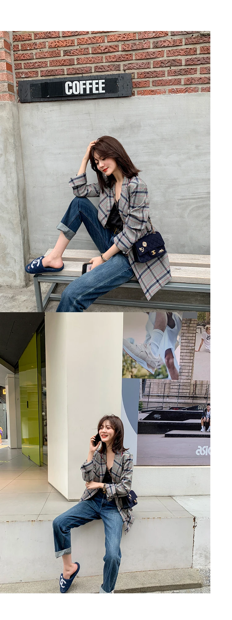 Women Winter Autumn Plaid Suit Jacket Female Coat Fashion Clothing Slim Blazer