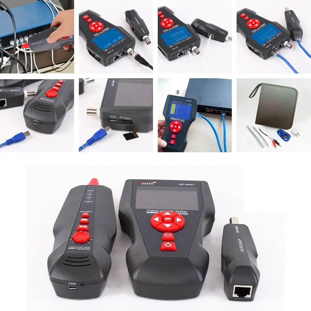 NOYAFA NF-8601 Multi-functional Network Cable Tester LCD Length Meter Breakpoint RJ45 Telephone Line Checker EU | Компьютеры и офис