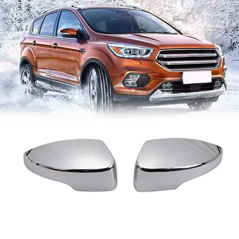 NEW-Side Mirror Covers Rear View Mirror Exterior Cover for Ford Escape Kuga 2013-2019 Chrome 2Pcs