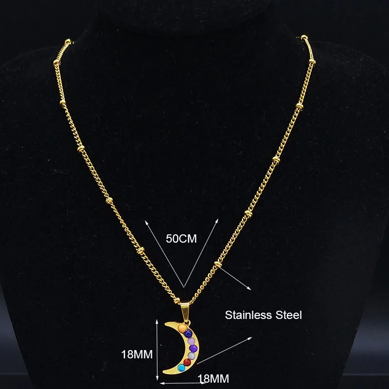Чакры из натурального камня ожерелья нержавеющей стали луна чо ku Рей амулет для