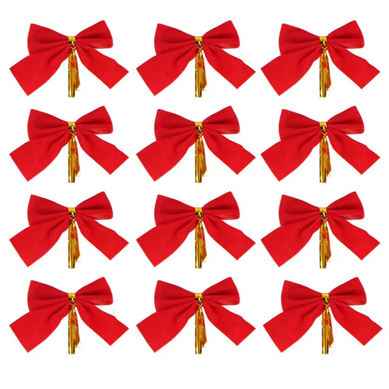 

12 шт., декоративные банты для новогодней ёлки