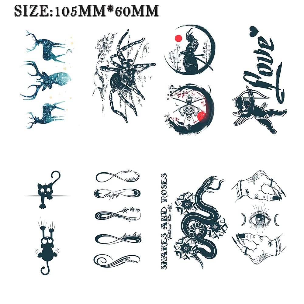 

Temporary tattoo sticker Flowers animals skulls Waterproof fake tattoo for men and women 105*60mm