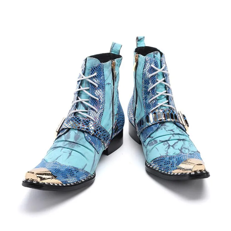 Ботильоны мужские из натуральной кожи ковбойские мотоциклетные Полусапоги на