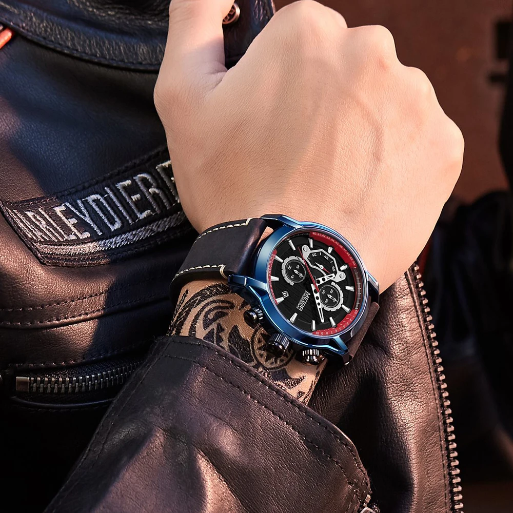 MEGIR мужские часы новая мода хронограф лучший бренд роскошные спортивные