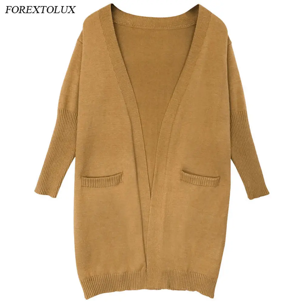 Женский длинный кардиган с карманами красный или зеленый Однотонный свитер в