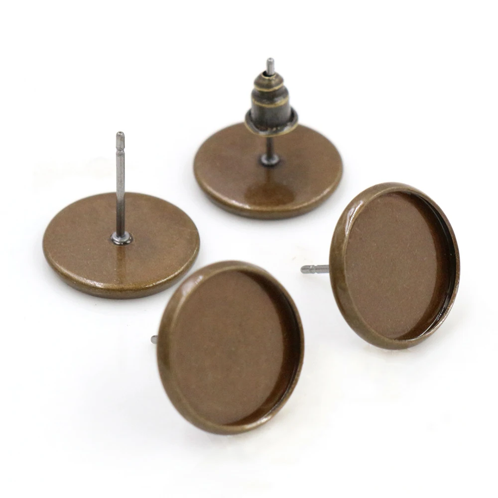 12 мм 20 шт античные бронзовые сережки пустые/основание подходят Стеклянные