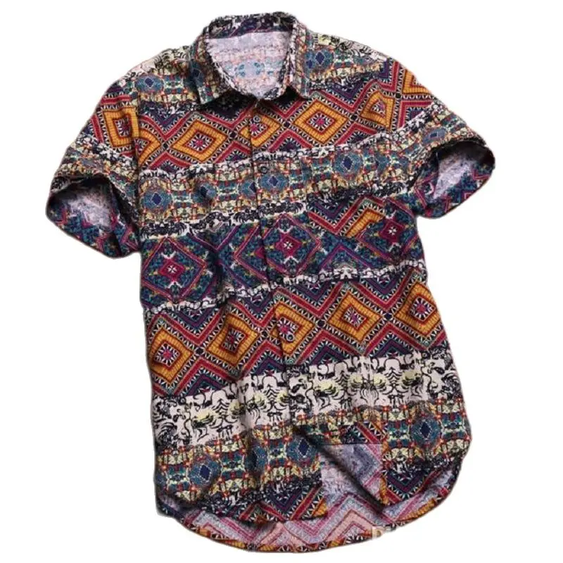 

Mens Beach Hawaiian Shirt Tropical Summer Short Sleeve Shirt Men Brand Clothing Casual Loose Cotton Button Down Shirts