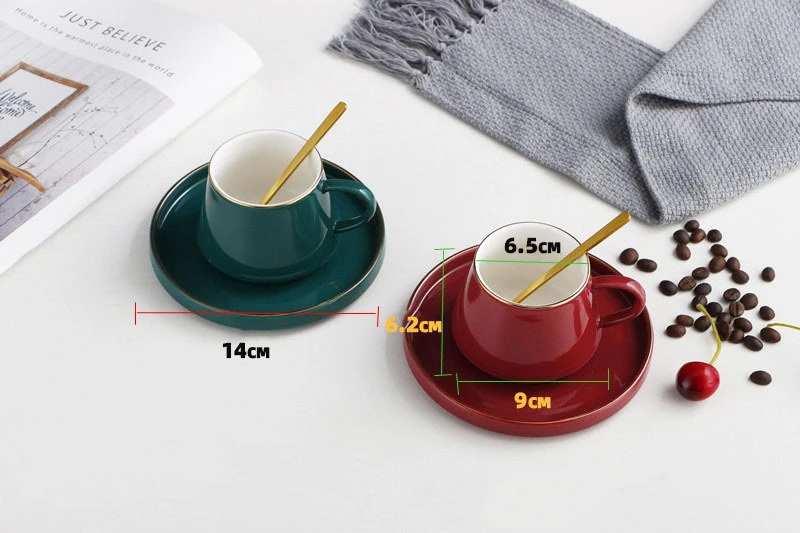 Чашка модные креативные Phnom Penh керамическая кофейная чашка с блюдцем набор Магия Красный Зеленый Павлин
