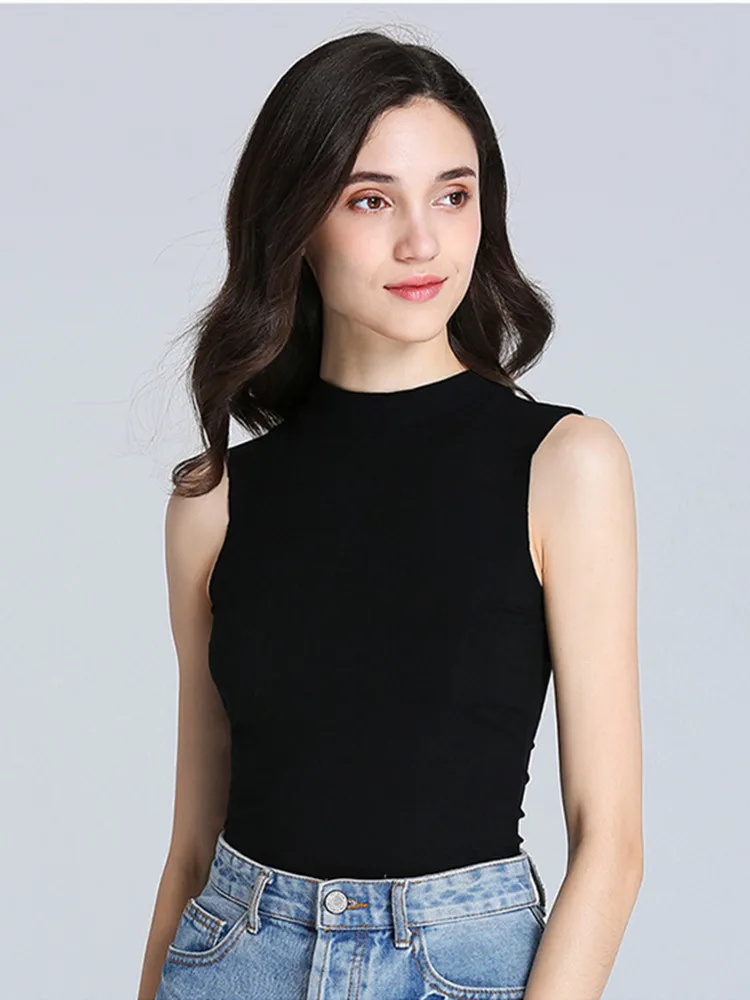 Женская футболка без рукавов элегантная Базовая Мягкая водолазка из модала