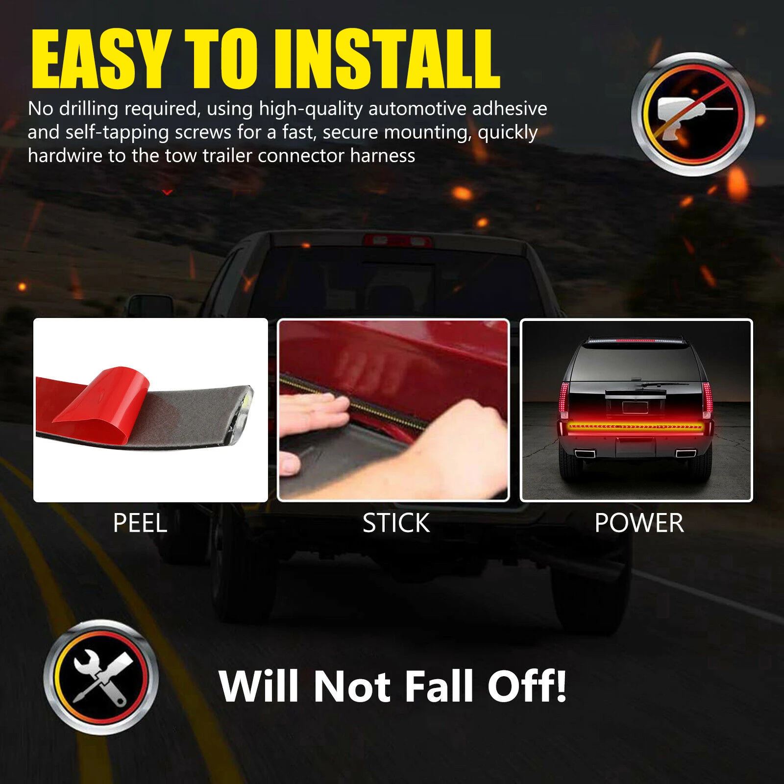 

1pcs 48/60 Inch Truck LED Strip Light Bar Triple Row 4-Function With Brake Turn Signal Light For Jeep Pickup SUV Dodge