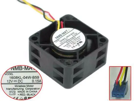 NMB MAT 1608KL 04W B59 T12 Сервер охлаждающий вентилятор DC 12V 0.15A 3 жильный|fan dc|square fanfan dc 12v |