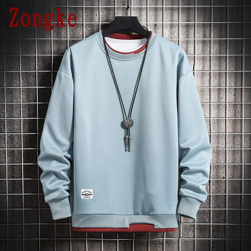 

Однотонный повседневный мужской свитшот Zongke, Свитшот в стиле хип-хоп, Мужская одежда, Новое поступление 2022, размер Японская уличная одежда