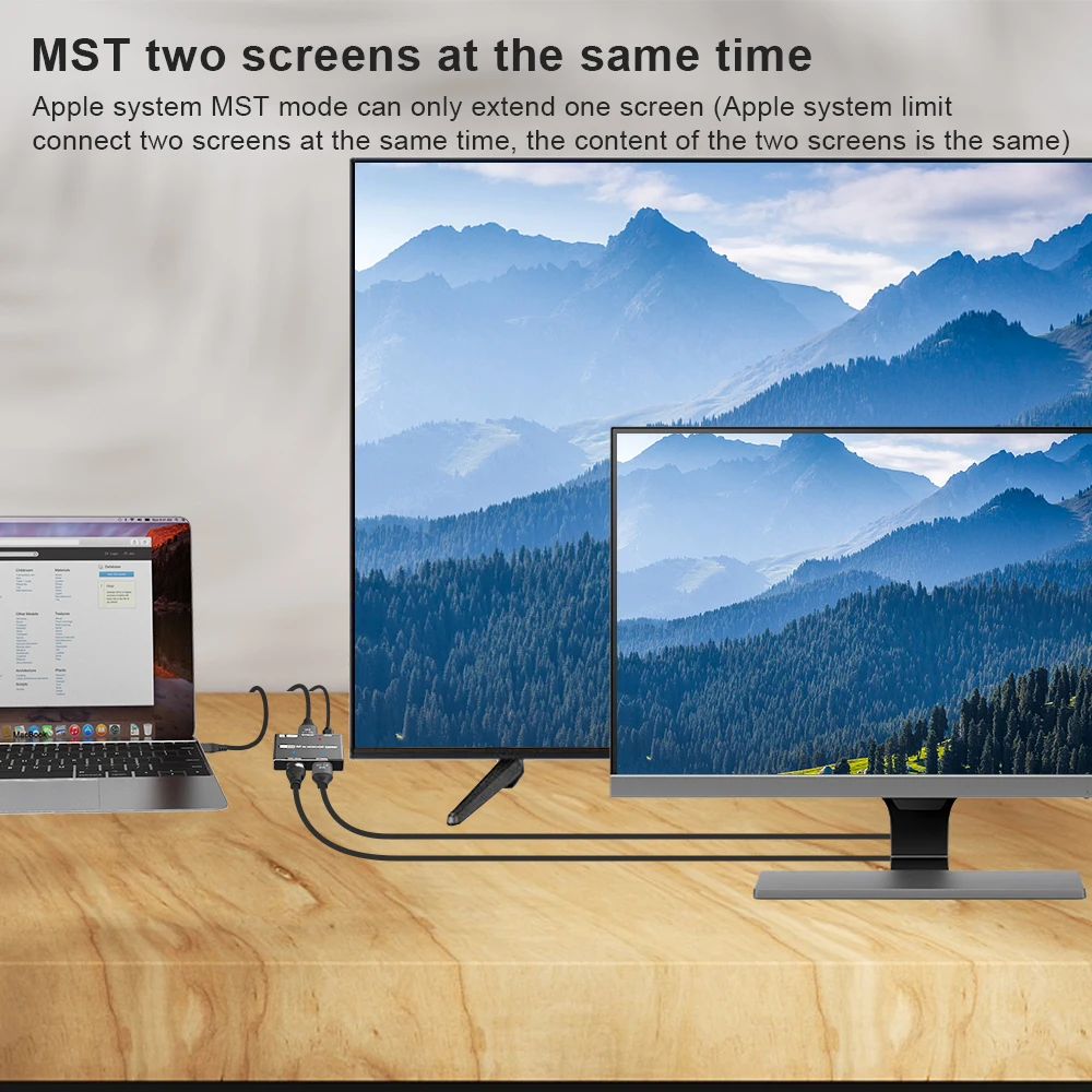 DisplayPort HDMI-совместимый сплиттер 8K MST SST 1 в 2 Выход DP 4 @ 30Hz 4K 120Hz to HD для мультиэкрана и -