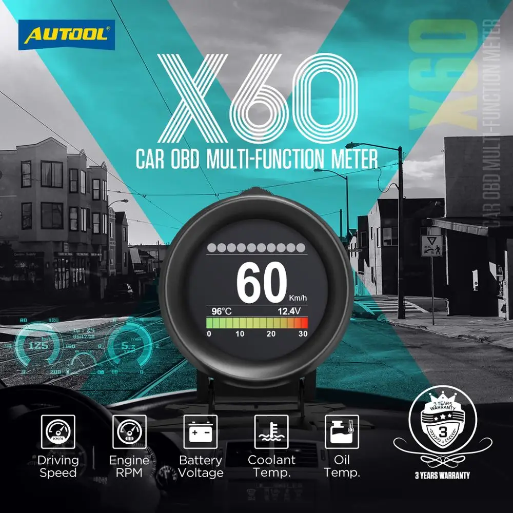 Цифровой Автомобильный датчик давления AUTOOL X60 измеритель температуры и масла с