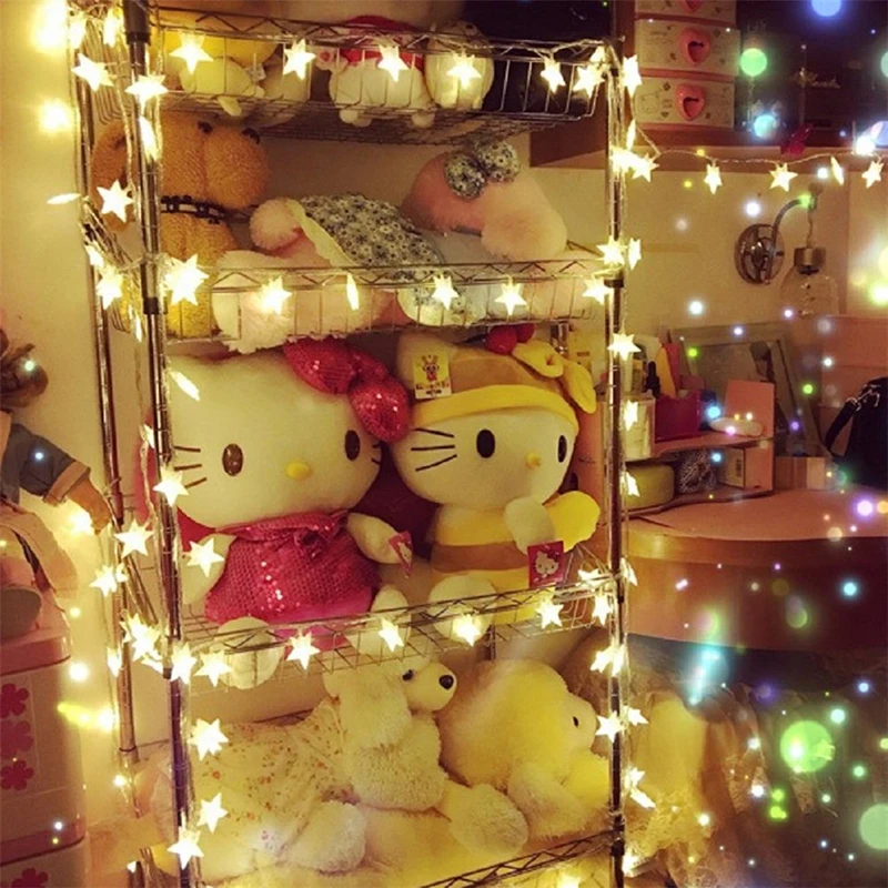 

LED Star Light String Twinkle Garlands Battery Powered Christmas Lamp Holiday Party Wedding Decorative Fairy Lights Warm Whtie