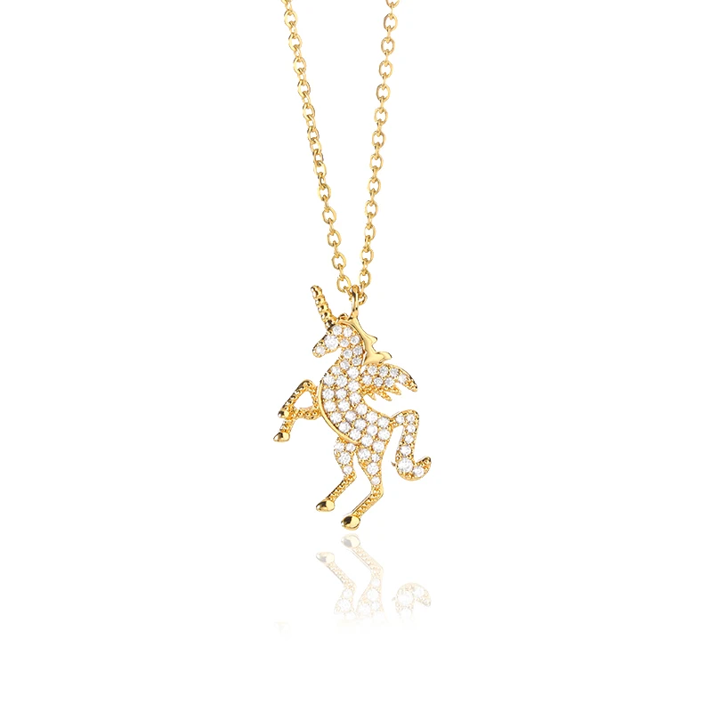 

Zircon Unicorn Necklace for Women Pendant Creativity Luxury Jewelry Chains Micro Inlay Exquisite Clavicle Temperament Chain