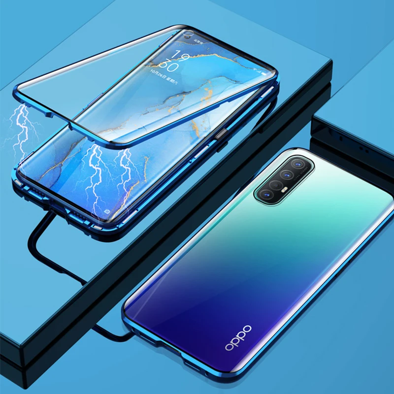 

Magnetic Case For OPPO A92S A52 A72 coque A5 A9 2020 Reno 4 3 Pro Z3 Y9S R11 R17 X27 F11 Glass Cover Metal Bumper Realme 6 Case